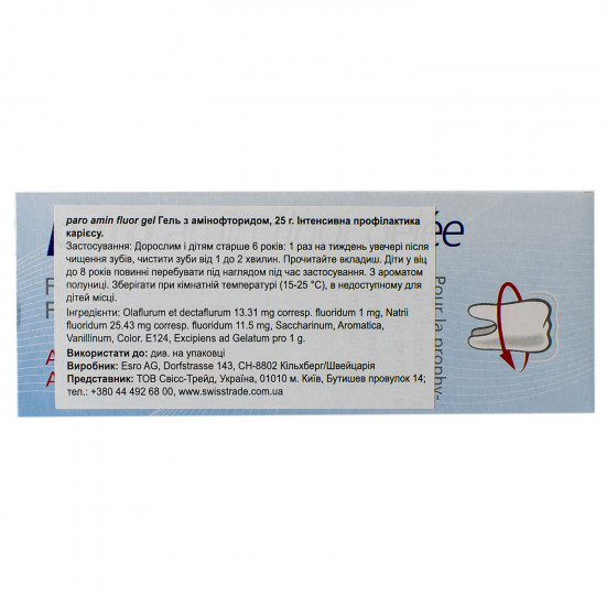 Gel for intensive prevention of caries of PARO (Paro) with aminofluoride of 25 g