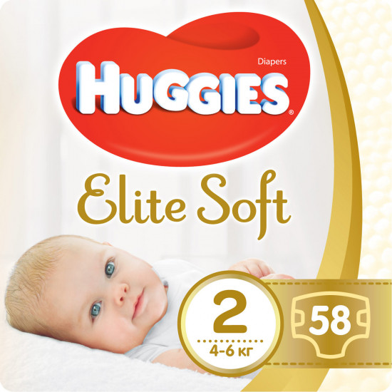 Підгузки для дітей HUGGIES (Хаггіс) Elite Soft Jum (Еліт софт) 2 від 4 до 6 кг 58 шт