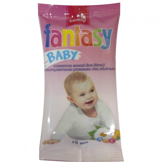 Wet towel wipes FANTASY BABY (Fentezi of baby) for children with extract of a camomile and sea-buckthorn of 15 pieces