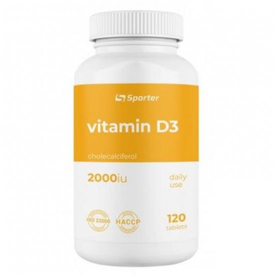 Витамин Д3, Vitamin D3, Sporter, 2000 ME, 120 таблеток, Z09793
  