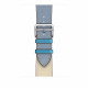 Leather strap STR Hermes Single Tour for Apple Watch 42/44/45 mm (Series SE/7/6/5/4/3/2/1) - Bleu Lin/Craie