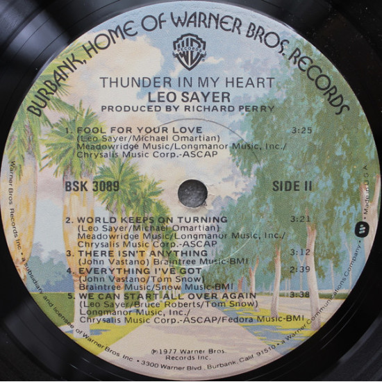 Leo Sayer ‎ – Thunder In My Heart