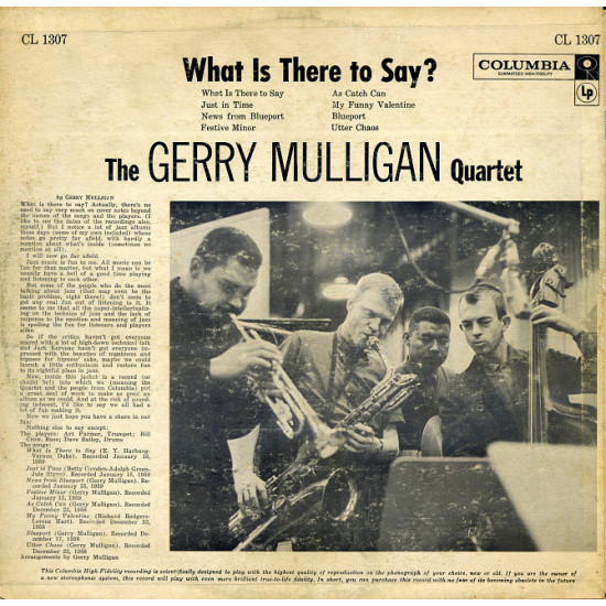 Gerry Mulligan Quartet ‎1959 What Is There To Say? USA