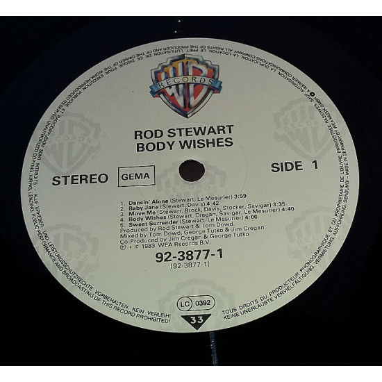 ROD STEWART Body Wishes LP EX+/VG ++